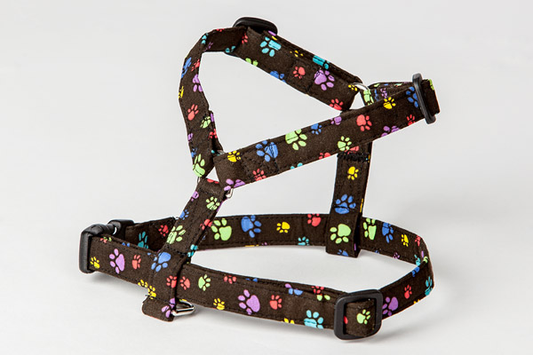 Small pet harness with colorful fabric